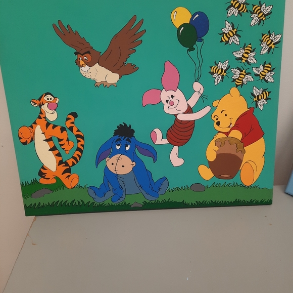 LARGE whinnie the poo and friends canvas hand Painted - Picture 1 of 1